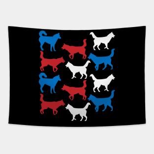 Patriotic Siberian Husky Dog America Flag 4Th Of July Tapestry