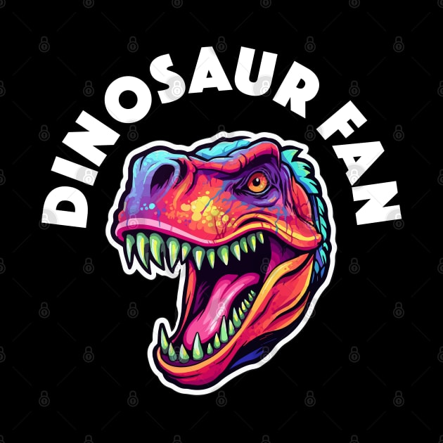 Colorful Tyrannosaurus Rex - Dinosaur Fan (White Lettering) by VelvetRoom