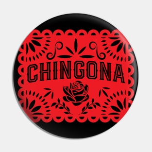 Chingona Red Papel Picado Pin