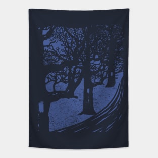 Minimalist Hiking Trail Blaze Navy Blue Hiker Tapestry