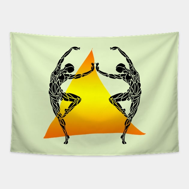 Ballerina Dancers with Triangle Tapestry by badlydrawnbabe