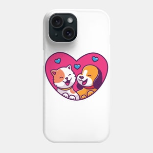 Cute Dog And Cute Cat Cartoon (2) Phone Case