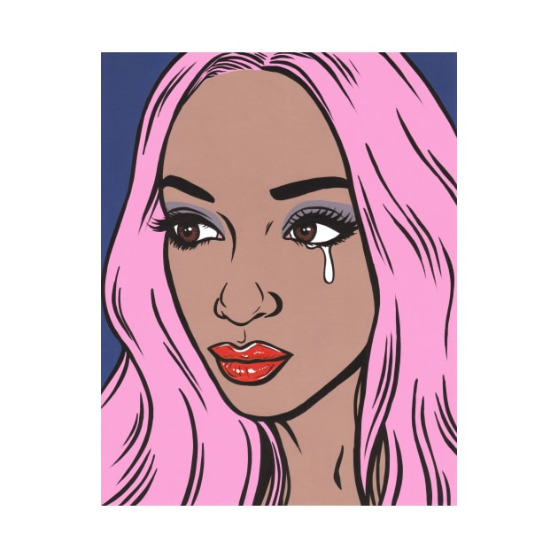 Pastel Hair Black Crying Comic Girl by turddemon