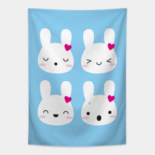 Kawaii Bunny Emotions Tapestry