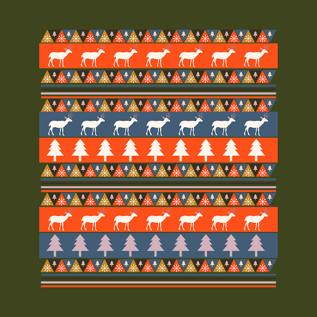 Festive winter deer pattern by CocoDes