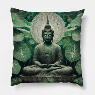 Houseplants Tropical Leaves Peaceful Buddha Meditation Yoga Zen Pillow