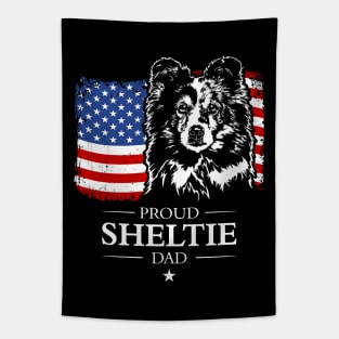 Proud Sheltie Dad American Flag patriotic gift dog Tapestry