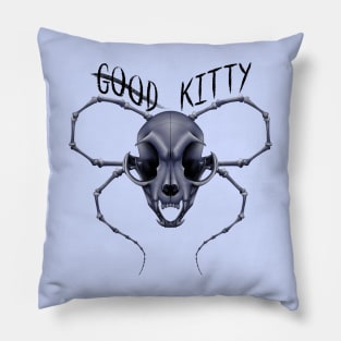 G̶o̶o̶d̶ Kitty Skull Black Text Blue Pillow