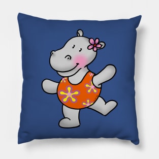 cute hippo swimmer Pillow