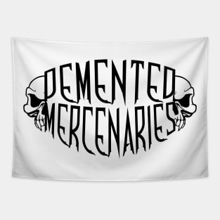 Demented Mercenaries Skull (Black Logo) Tapestry