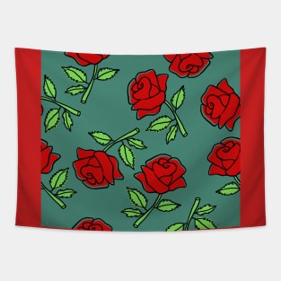 Red Roses in Alexandrite Color Tapestry