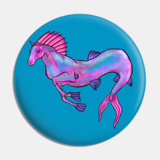 Bubblegum Pink and Blue Hippocampus Pin