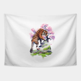 Lotus Tiger Tapestry