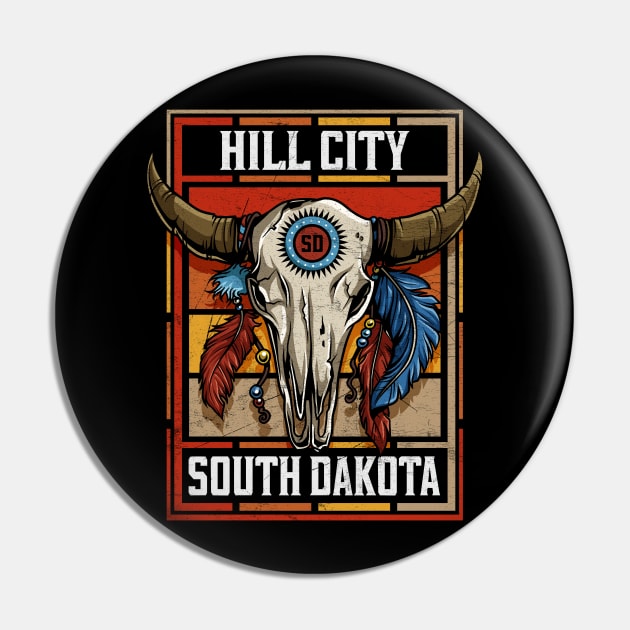 Hill City South Dakota Native American Bison Skull Pin by SouthDakotaGifts