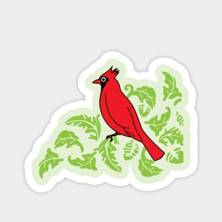 Cardinal bird perching on leaves pop art Magnet