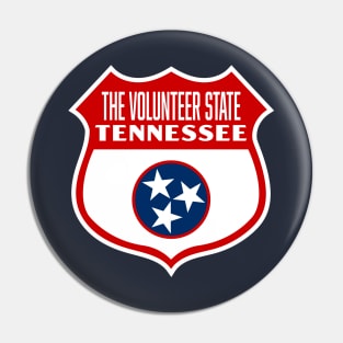 The Volunteer State Tennessee Retro Flag Shield (Red) Pin