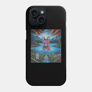 watercolor zombie fox in lake with horns Phone Case