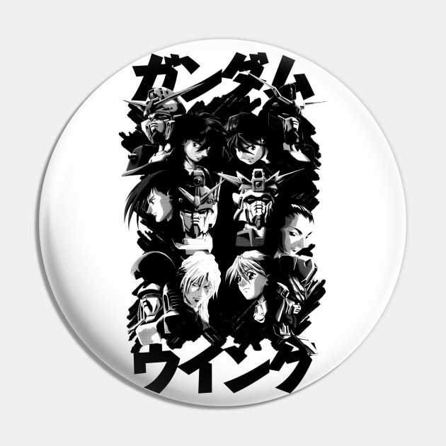 Gundam Wing Pilots (black) Pin by geekingink