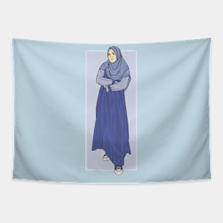 Hijab Girl Blue.Dress Tapestry