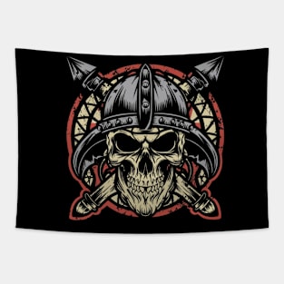 Vintage Vikings Skull Art Tapestry