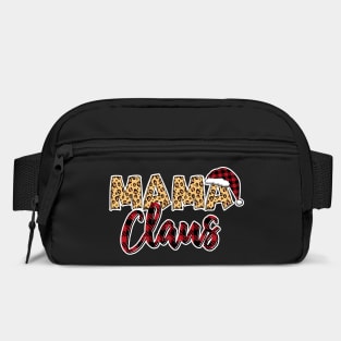 Mama Claus Red Plaid Santa Hat & Leopard Pattern Bag