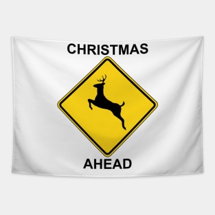 Christmas Ahead Traffic Sign Tapestry