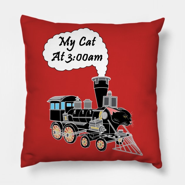 Speeding Train Hyper Black Cat at 3:00am Pillow by Art by Deborah Camp