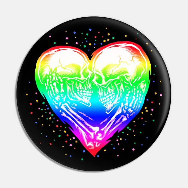 LGBT Skeleton Skull Rainbow Pride Heart Pin by voidea