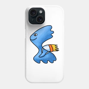 Cute cartoon blue alien with rocket jetpack Phone Case