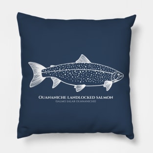 Landlocked Salmon with Common and Latin Names - on dark blue Pillow