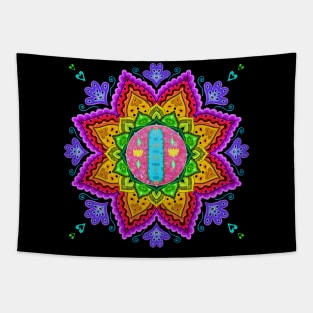 Rainbow Om Mani Padme Hum Mandala Tapestry