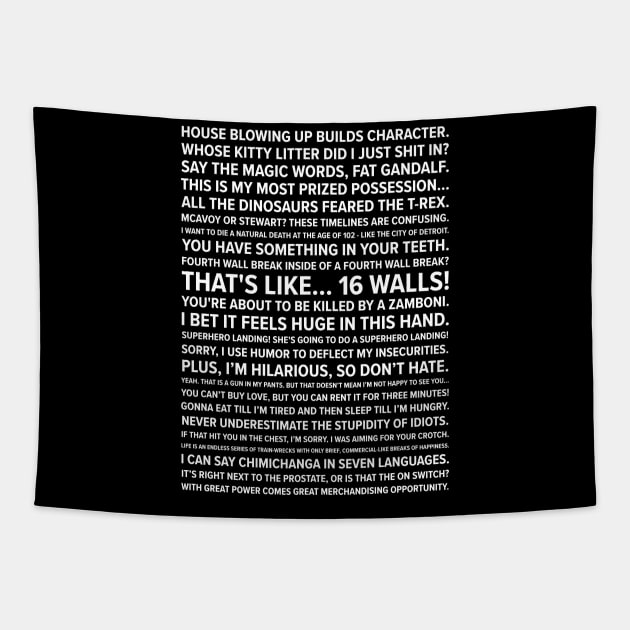 Deadpool Quotes Tapestry by barberdesigniow