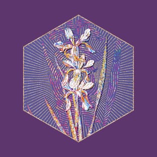 Yellow Banded Iris 2 Floral Rainbow Mosaic on Veri Peri T-Shirt