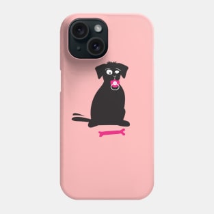 Black labrador with rubber teat Phone Case