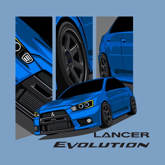 JDM Mitsubishi Evolution X Automotive T-Shirt by mrsticky