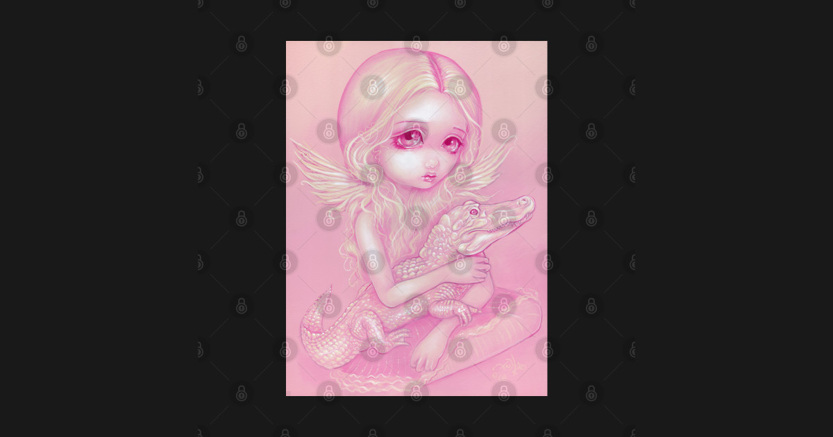 Pink Chibi Angel Pastel Goth with Crocodile Jasmine Becket Griffith