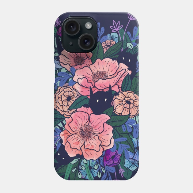 Wild Flowers (on Blue) Phone Case by littleclyde