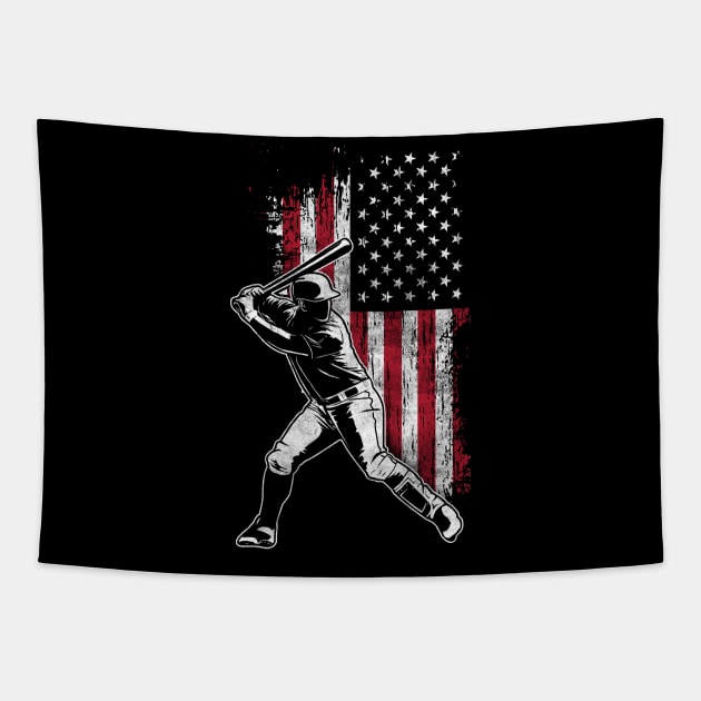 American Flag Baseball Batter Design Tapestry by TeeShirt_Expressive