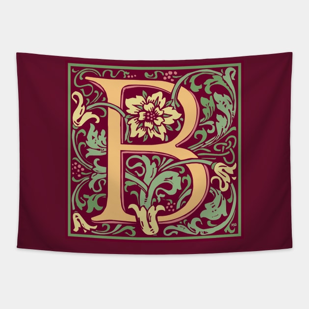 William Morris Vintage Letter B Tapestry by MatchbookGraphics