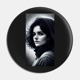 Black and White Portrait of a Girl Pin