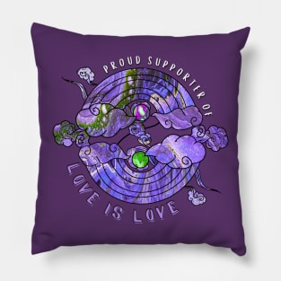 Proud Supporter of Love is Love Rainbows - Purple & Green Pillow