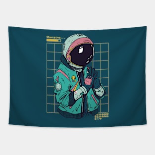 Cool Cyberpunk Astronaut Illustration Tapestry