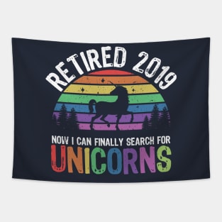 Funny Humor Retired 2019 Retirement Unicorn Mens Womens Gift Tapestry