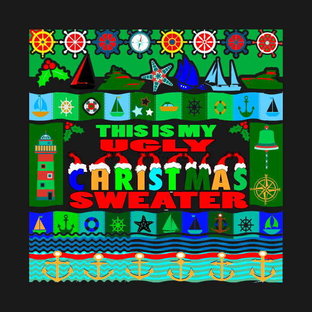 Nautical ugly christmas sweater by Sailfaster Designs