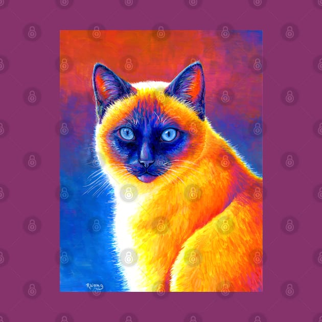 Jewel of the Orient Colorful Siamese Cat by rebeccawangart