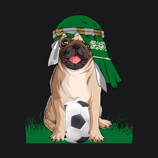 Cute Dog lovers Cute Pug Retro Saudi Arabia Flag Pride T-Shirt