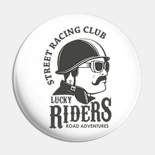 Street Racing Club Lucky Riders Road Adventures, Funny Vintage Cyclist Father's Day Gift Pin