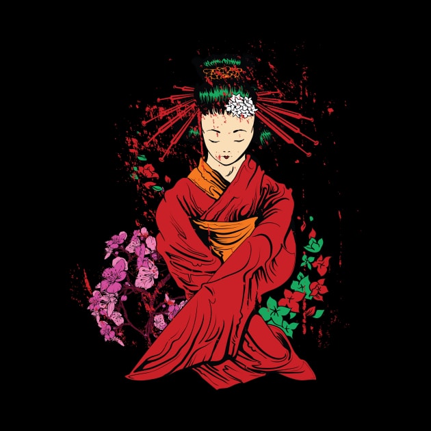 Japanese Geisha Illustration by Foxxy Merch