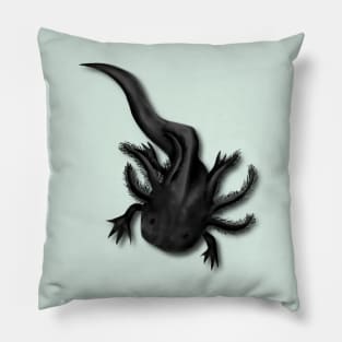 Illustrated Melanoid Axolotl Pillow
