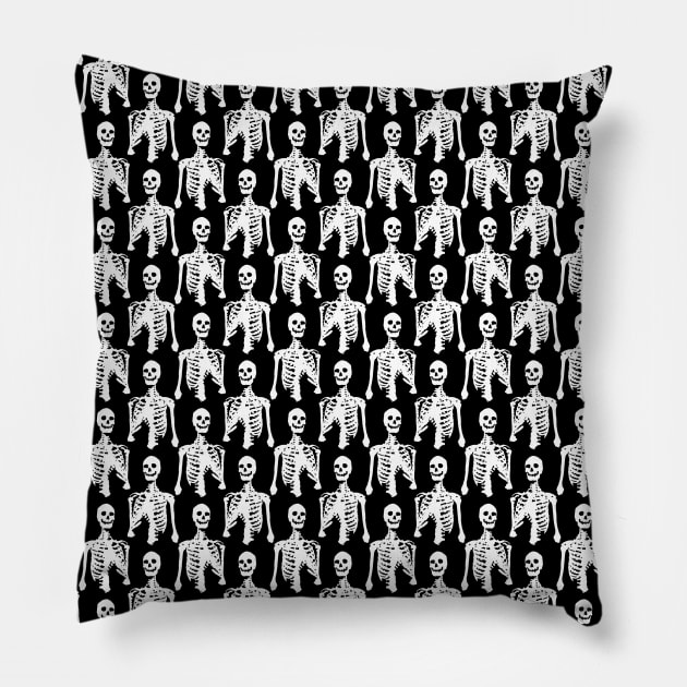 Spooky Skeleton Black Pattern Pillow by saradaboru